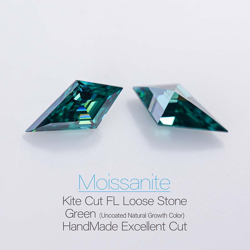 GIGAJEWE Green Moissanite Manual cut Kite shape Gemstone Loose Brilliant Stone By Excellent Cut For Jewelry Making
