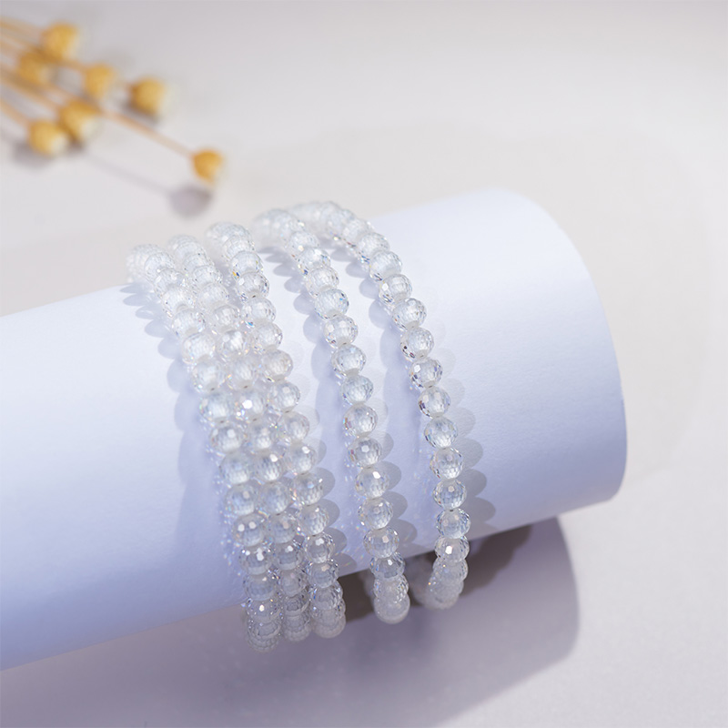 GIGAJEWE 9K/14k/18k 5MM White Moissanite Beads Bracelets For Women Tennis Bracelet for Engagement Bracelet,Christmas Gifts