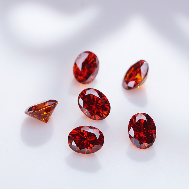 GIGAJEWE Red color Oval Cut Moissanite Loose VVS1 Synthetic gemstone by Excellent Cut With Certificate For Jewelry Making and Gift