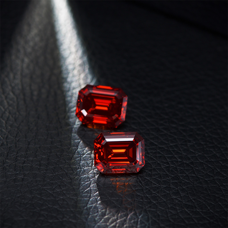 GIGAJEWE Red color Best Manual Emerald Cut VVS With Certificate Moissanite Loose Gemstone Excellent Cut for Jewelry Making