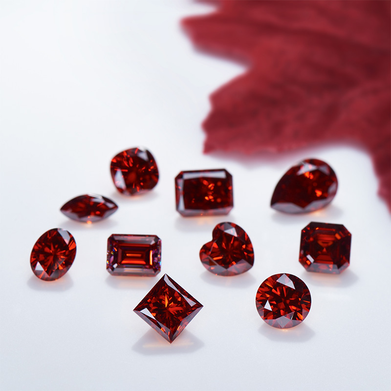 GIGAJEWE Red Color Cushion Cut Moissanite Loose VVS1 Synthetic gemstone by Excellent Cut For Jewelry Making and Gift