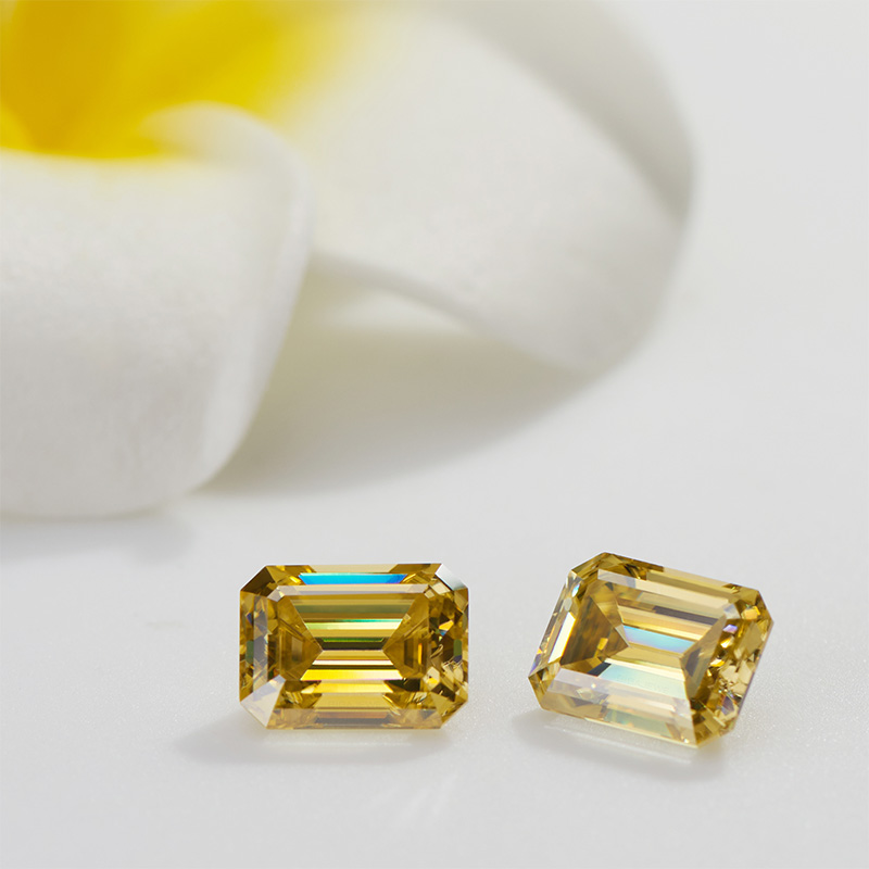 GIGAJEWE Moissanite Handmade Emerald Radiant Sun Color VVS1 Premium Gems Loose Diamond Test Passed Gemstone For Jewelry Making
