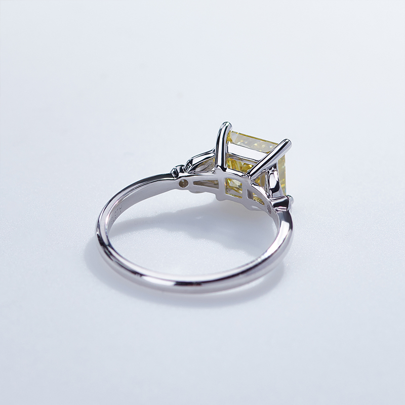 GIGAJEWE 1.0ct 9K/14K/18K White Solid gold 6.5mm Vivid Yellow Princess cut Moissanite Ring,Engagement Ring,Wedding Ring,Women Ring