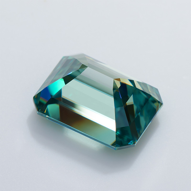 GIGAJEWE Blue Green Color Emerald cut VVS With Certificate Moissanite Loose Gemstone Excellent Cut