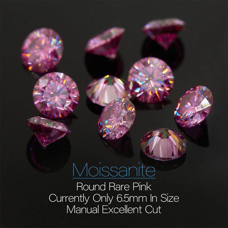 Pink Round Cut VVS1 Moissanite Stone Loose Gemstone Synthetic Diamond with Certificate loose moissanite,Wholesale Moissanite
