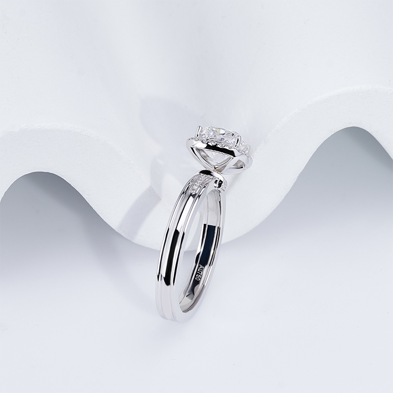 GIGAJEWE Cushion Cut 2.0Ct Lab Grown Diamond 14K/18K/Platinum White Gold DEF Color With side Diamond With Set Women Rings