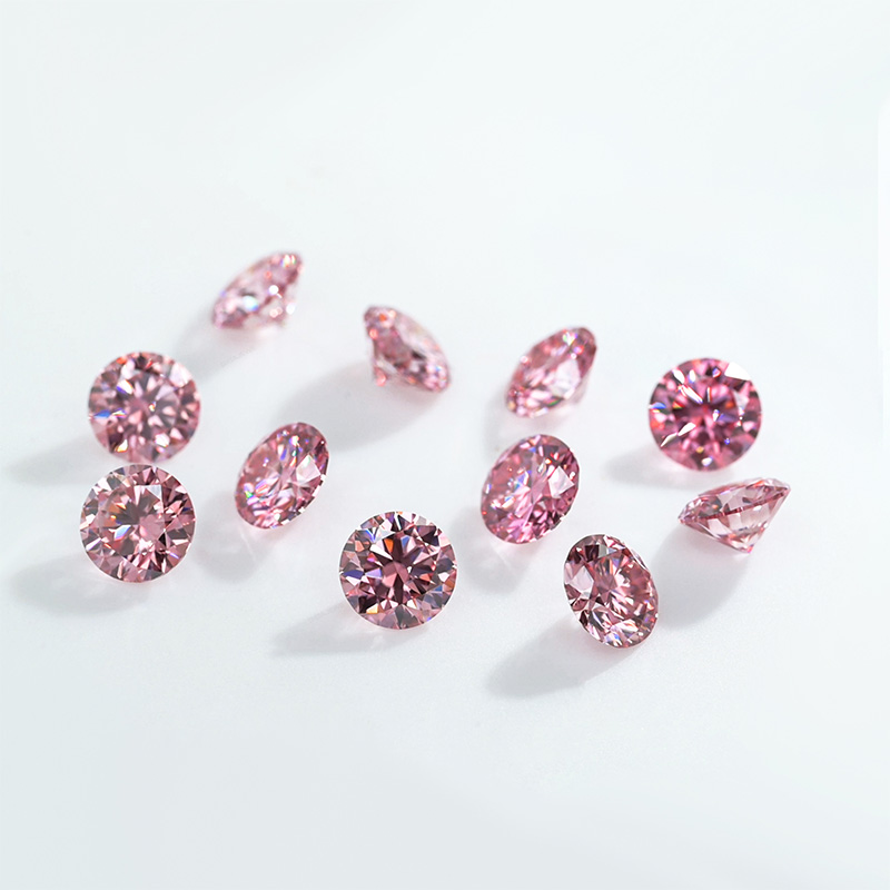 GIGAJEWE Sakura Pink 8 Hearts 8 Arrows Round Cut VVS1 Moissanite Stone Loose Gemstone with Certificate Christmas Gifts