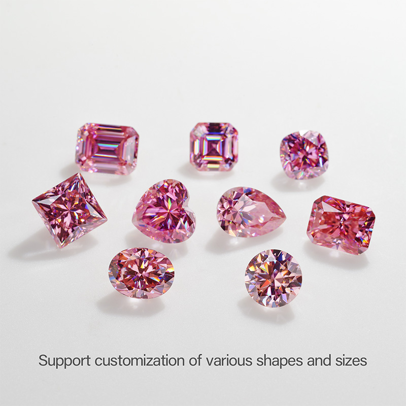 GIGAJEWE Sakura Pink Color Moissanite Stone Loose Gemstone Vivid Pink Radiant Cut Synthetic Diamond Loose Gemstones Christmas Gifts