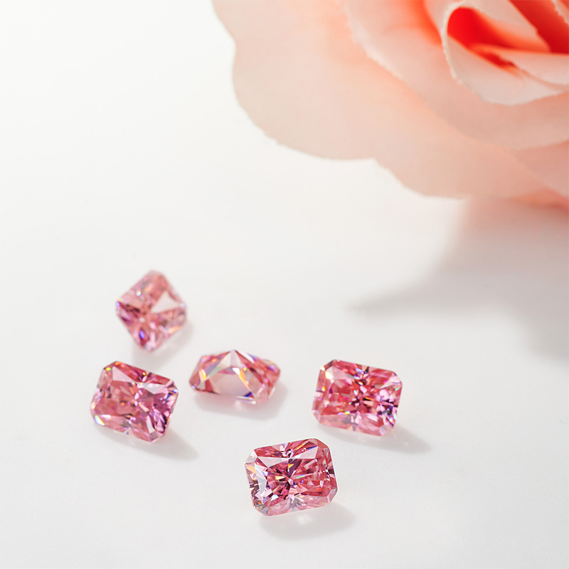 GIGAJEWE Sakura Pink Color Moissanite Stone Loose Gemstone Vivid Pink Radiant Cut Synthetic Diamond Loose Gemstones Christmas Gifts
