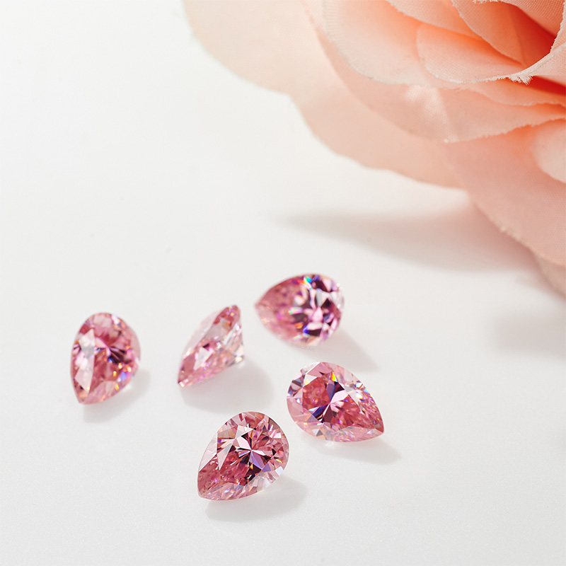 GIGAJEWE Sakura Pink color Moissanite Best Hand Pear Cut Gemstone Loose Brilliant Stone With Certificate By Excellent Cut