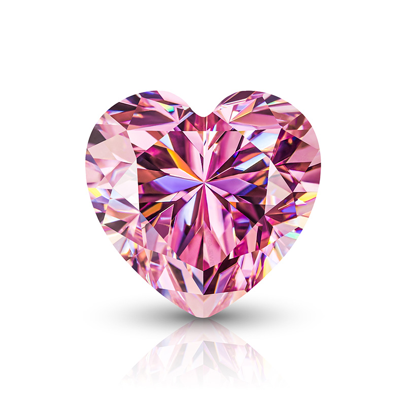 GIGAJEWE Sakura Pink color Moissanite Best Hand Heart Cut Gemstone Loose Brilliant Stone With Certificate By Excellent Cut