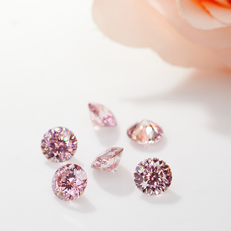 GIGAJEWE Sakura Pink color Portuguese Cut Moissanite Stone Loose Gemstone and Moissanite with Excellent cut