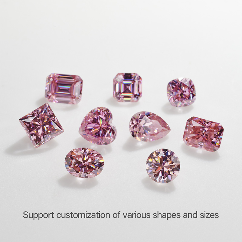 GIGAJEWE Sakura Pink color Portuguese Cut Moissanite Stone Loose Gemstone and Moissanite with Excellent cut