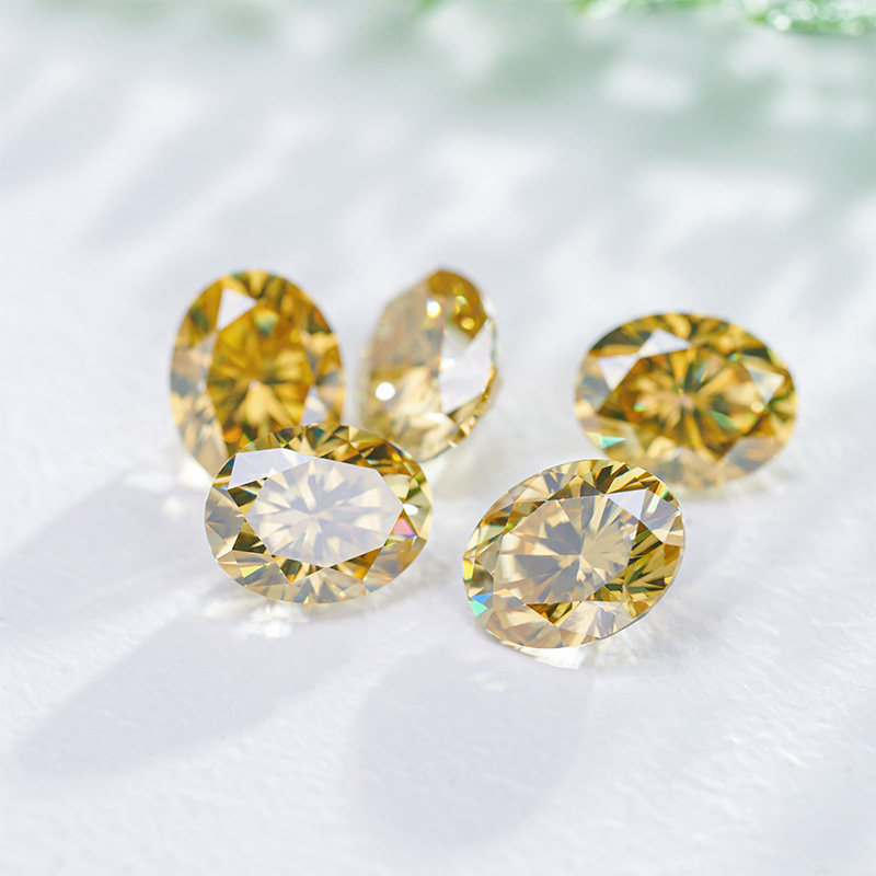 GIGAJEWE Moissanite Handmade Oval Radiant Sun Color VVS1 Premium Gems Loose Diamond Test Passed Gemstone For Jewelry Making