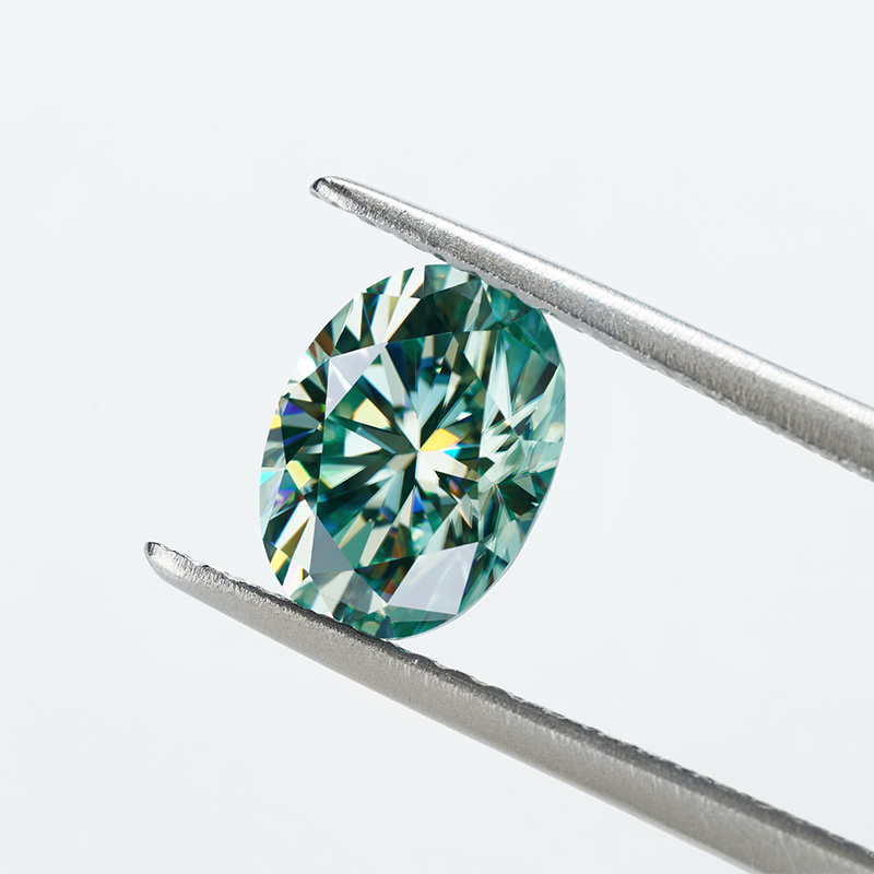 GIGAJEWE Blue Green color Best Hand Oval Cut Moissanite Loose VVS1 Synthetic gemstone by Excellent Cut With Certificate For Jewelry Making