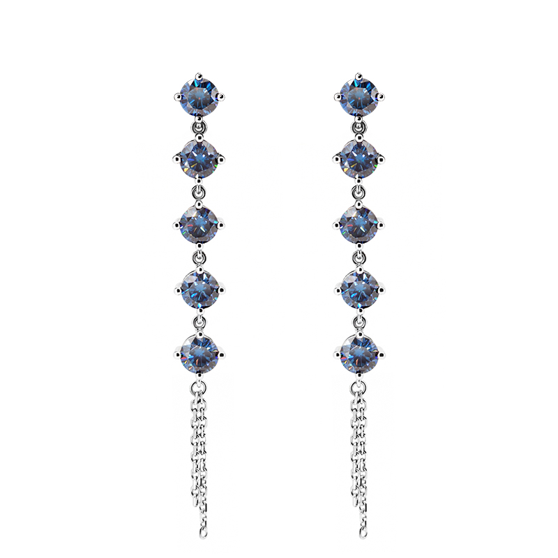 3CT 9K/14K/18k White Gold Earrings set with Forever One Blue color Mossanite white gold earrings Anniversary Gift Girlfriend Gift