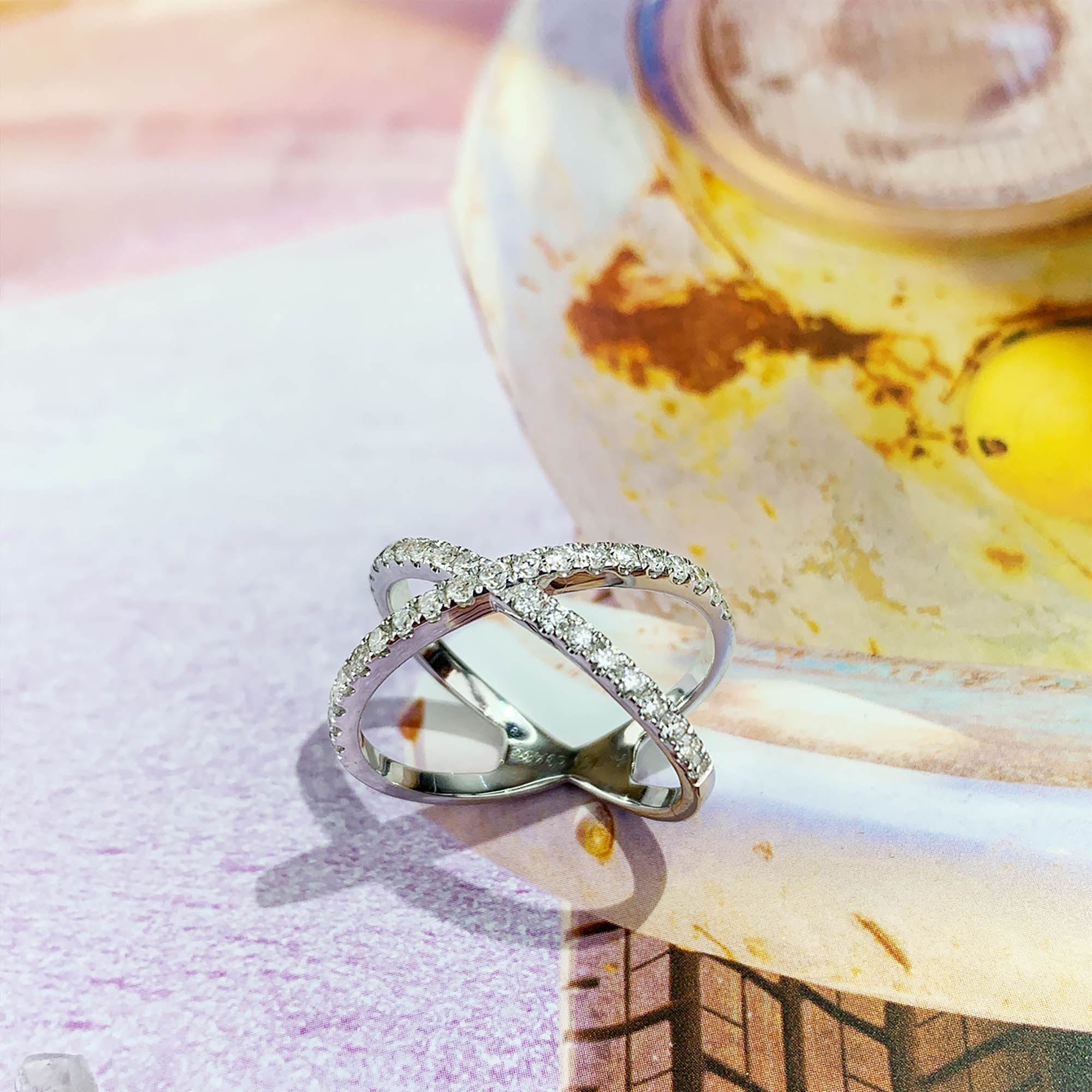 GIGAJEWE White color 1.5mm Diamond 9K/14K/18K White Gold Ring , Diamond Ring, Engagement Ring, Christmas Gift