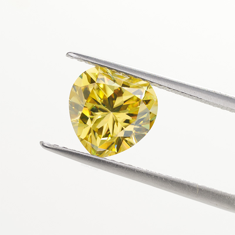 GIGAJEWE Moissanite Handmade Heart Cut Radiant Sun Color VVS1 Premium Gems Loose Diamond Test Passed Gemstone For Jewelry Making