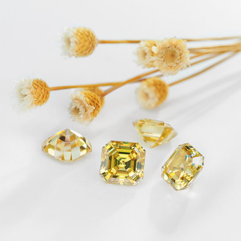 GIGAJEWE Moissanite Hand-Cutting Asscher Radiant Sun Color Premium Gems Loose Diamond Test Passed Gemstone For Jewelry Making