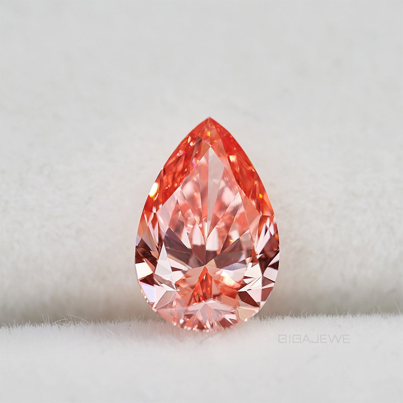 GIGAJEWE 5.83*8.97mm 1.135ct Pear cut Loose Diamond CVD Pink color polished Diamonds lab grown Diamonds