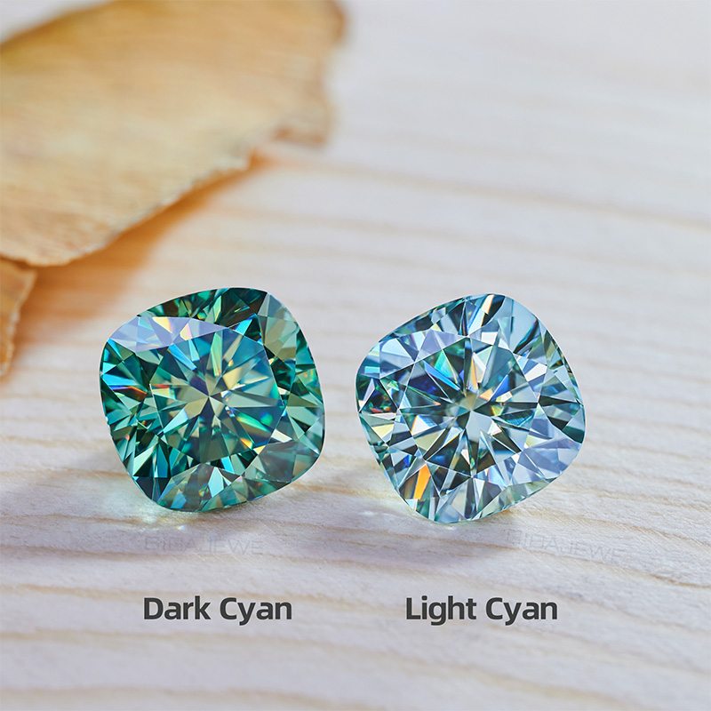 GIGAJEWE Moissanite Handmade Cushion Cyan Color VVS1 Premium Gems Loose Diamond Test Passed Gemstone For Jewelry Making