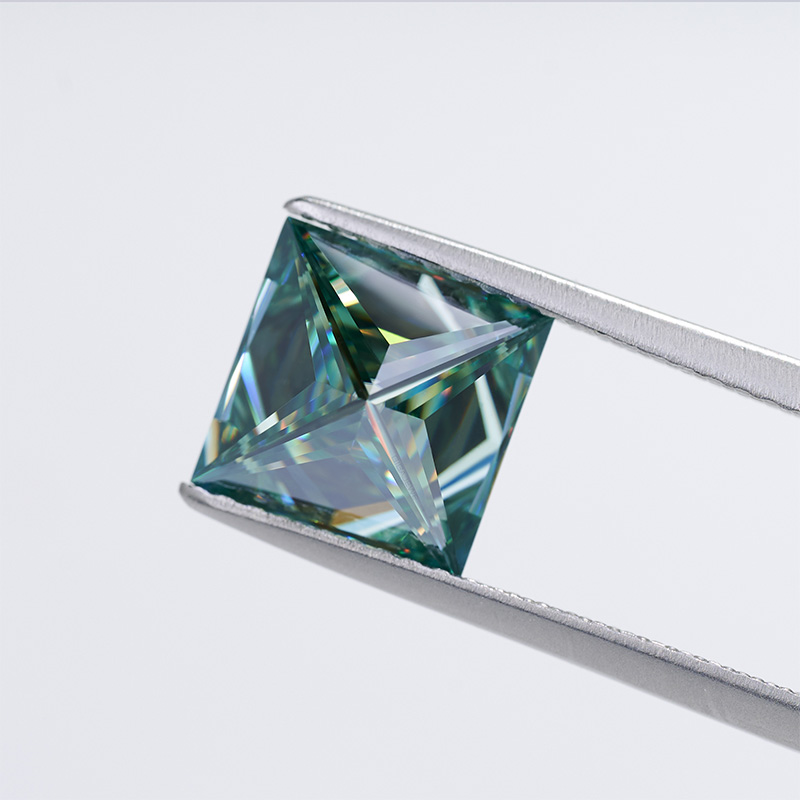 GIGAJEWE Moissanite Handmade Princess Cyan Color VVS1 Premium Gems Loose Diamond Test Passed Gemstone For Jewelry Making