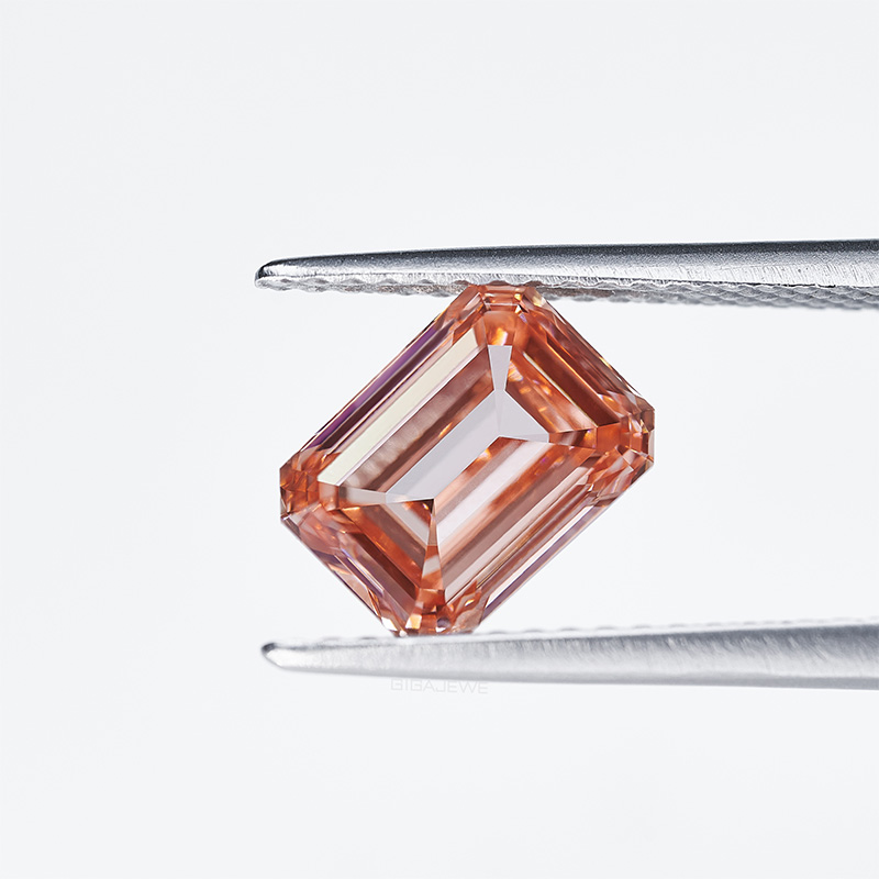 GIGAJEWE Emerald Cut 6.1*8.2mm 2.035ct Loose Diamond CVD Pink color polished Diamonds lab grown Diamonds