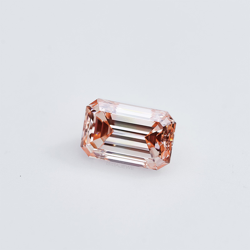 GIGAJEWE Emerald Cut 4.52*6.95mm 1.02ct Loose Diamond CVD Pink color polished Diamonds lab grown Diamonds
