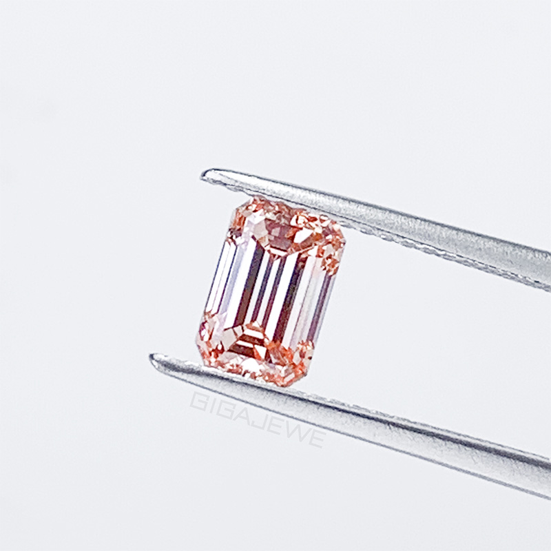 GIGAJEWE Emerald Cut 4.52*6.95mm 1.02ct Loose Diamond CVD Pink color polished Diamonds lab grown Diamonds