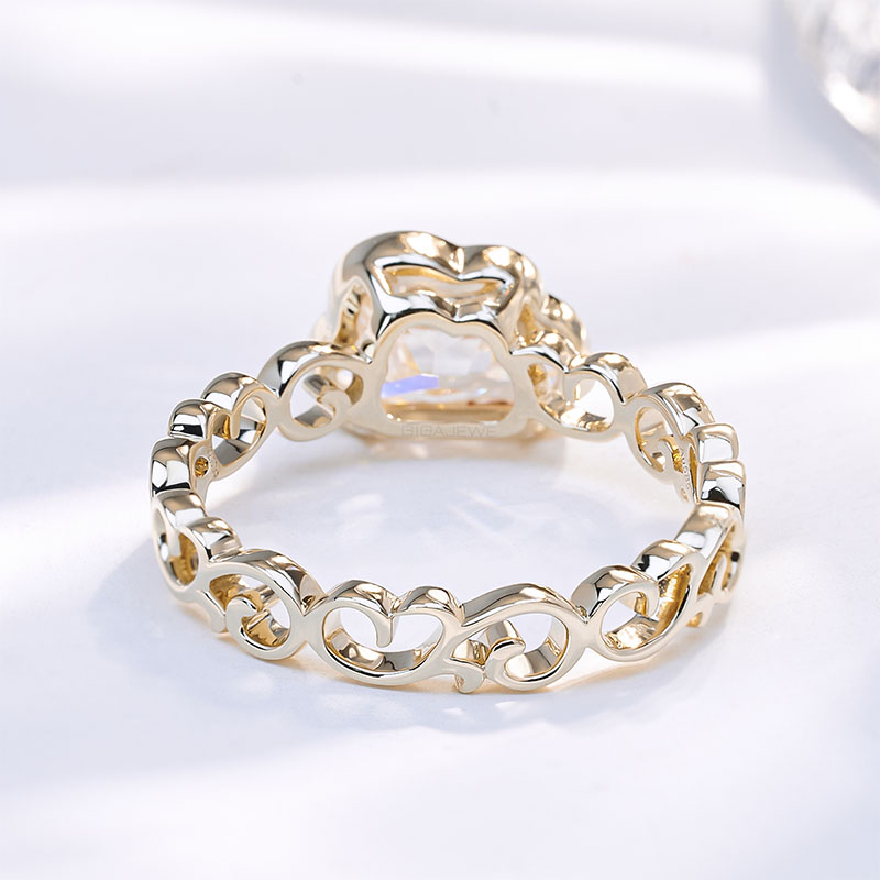 GIGAJEWE 2ct White DEF color 6.5*9mm Cloud Cut Ring Moissanite 9K/14K/18K Yellow Gold , Moissanite Ring, Engagement Ring, Women Gift