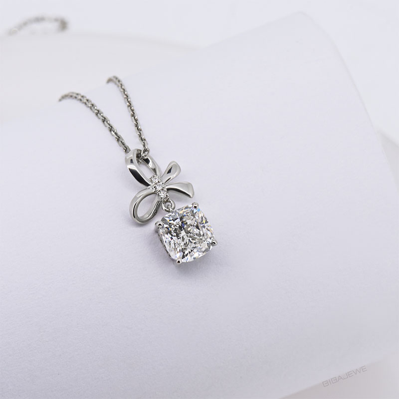 White DEF color 1.1ct Lab Grown Diamond 14K/18K/ White Gold Platinum Cushion Cut Women Necklace,Women Jewelry