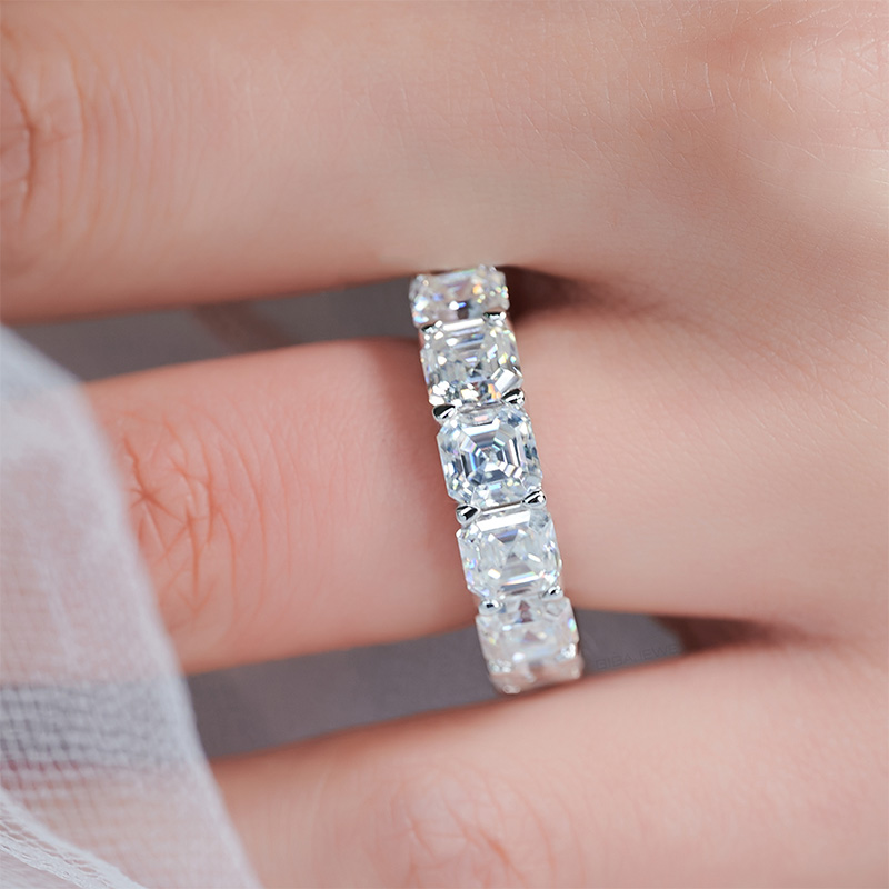 GIGAJEWE 8-30Ct 9K/14K/18K White gold 5mm 0.6ct Asscher cut Moissanite Ring,Engagement Ring,Wedding Ring,Proposal Ring,Gold Ring
