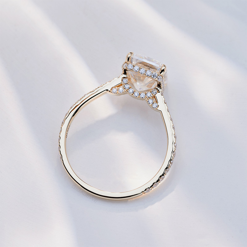 GIGAJEWE 8*10MM 4ct White D Radiant Cut Moissanite 9K/14K/18K Yellow Gold Ring, Engagement Ring, Anniversary Gift,Girlfriend gift