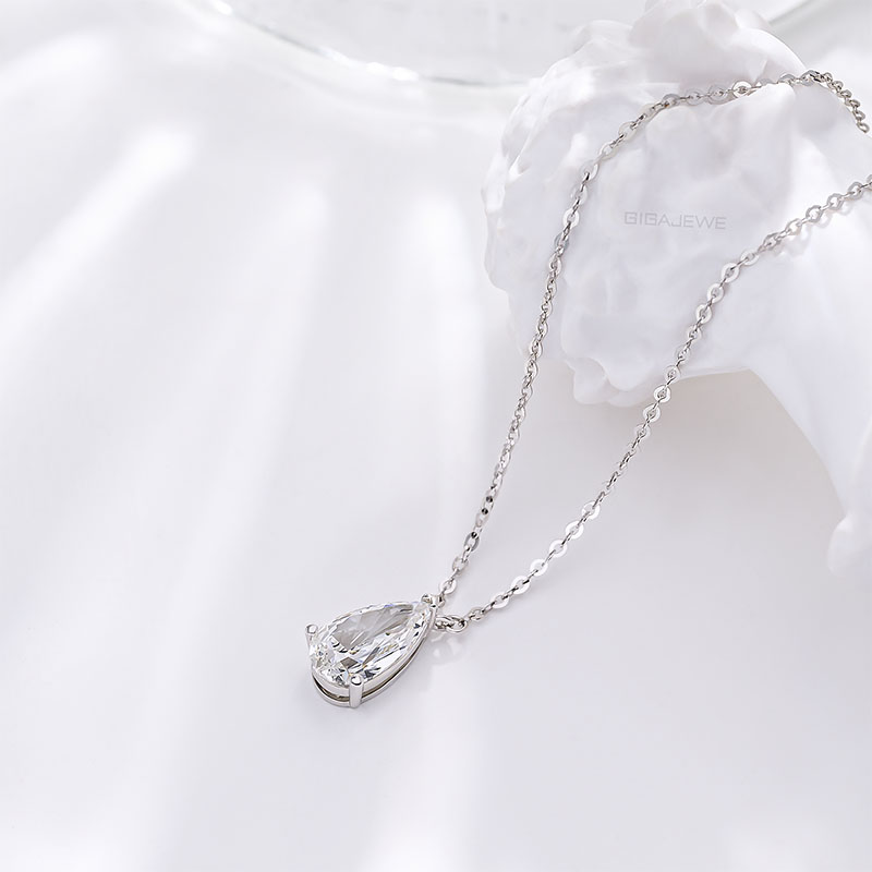 White GH color 0.8ct Lab Grown Diamond 14K/18K/ Rose Gold Platinum Pear Necklace ,Marquise Cut GH Color Women Necklace
