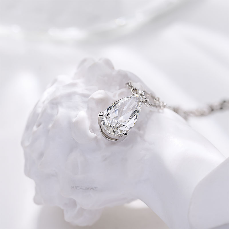 White GH color 0.8ct Lab Grown Diamond 14K/18K/ Rose Gold Platinum Pear Necklace ,Marquise Cut GH Color Women Necklace
