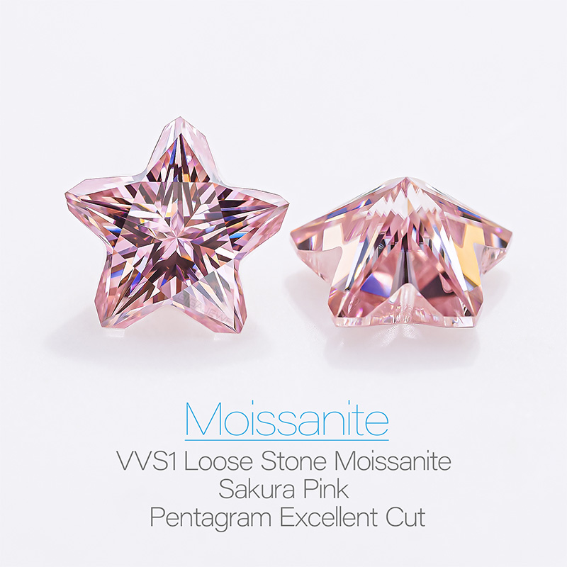 GIGAJEWE Sakura Pink color Pentagram Cut Excelent cut Moissanite Loose Stone VVS1 Excellent Cut Grade Test Positive For Jewelry Making