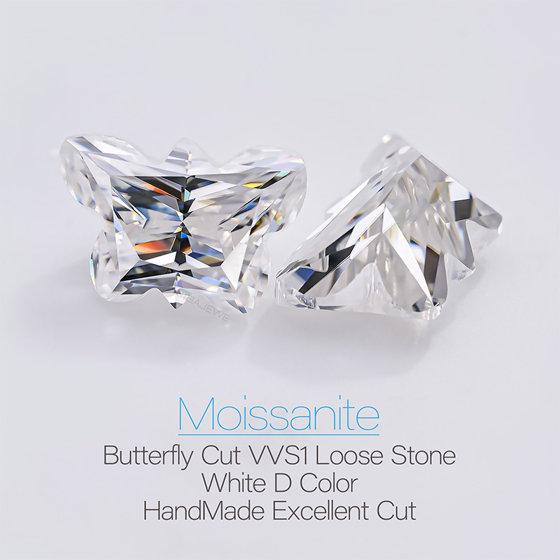GIGAJEWE Best Manual cut 1-2.0ct white D color Butterfly Cut Moissanite Loose VVS1 by Excellent Cut For Jewelry Making