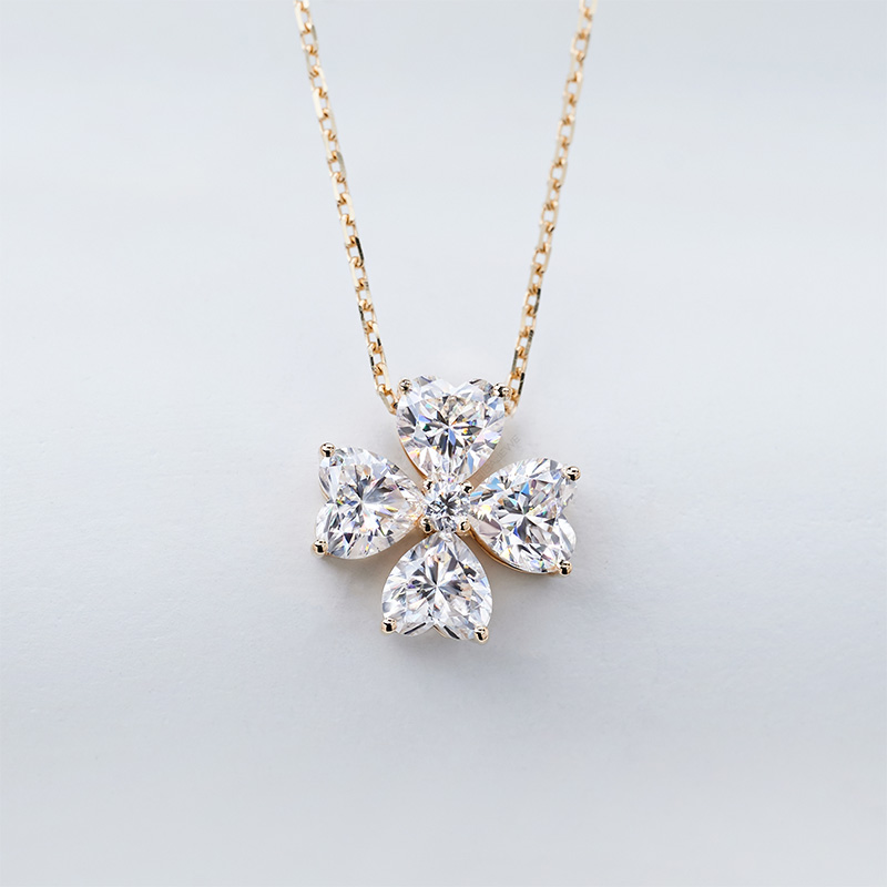 GIGAJEWE 2.0ct Yellow Solid Gold 9K/14K/18K Necklace 5.0mm Heart Cut White Color Moissanite Necklace ,Engagement Necklace