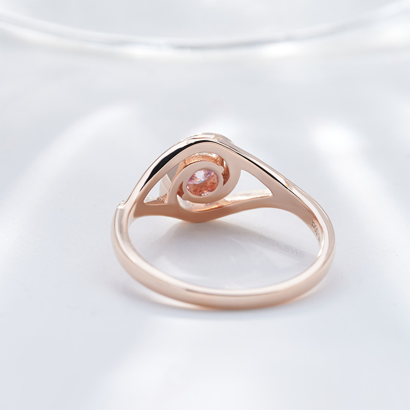 GIGAJEWE 5MM 0.5ct Sakura Pink color 9K/14K/18K Rose Gold Ring ,Moissanite Ring , Gold Anniversary Ring