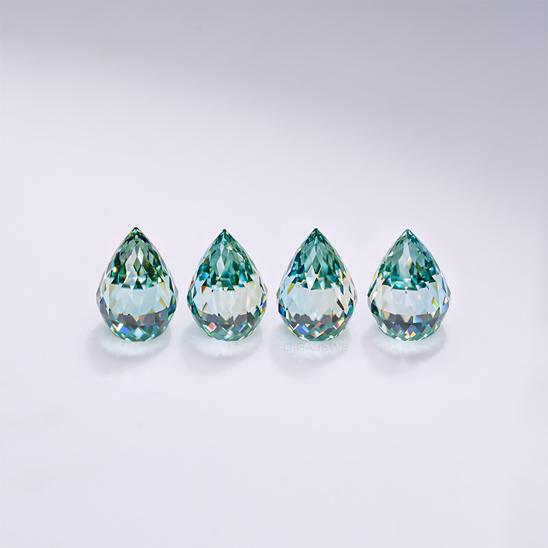 GIGAJEWE Best Manual cut 9.24*6.52mm 3.0ct Cyan color Briolette shape Pineapple Cut Moissanite Loose by Excellent Cut For Jewelry Making