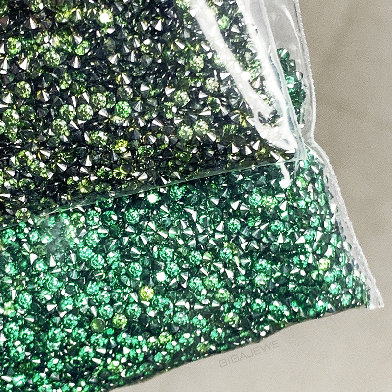 GIGAJEWE 2.3mm Deep Green Color Synthetic Loose Diamond Gemstone Round Cut Moissanite,loose moissanite,Wholesale Moissanite