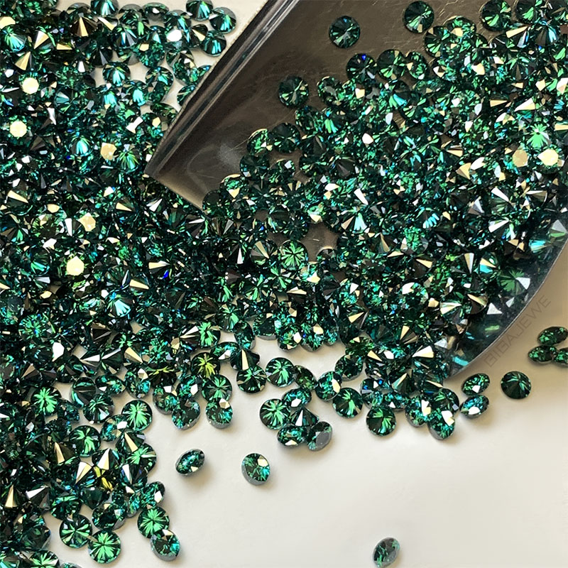 GIGAJEWE 4mm Deep Green Color Synthetic Loose Diamond Gemstone Round Cut Moissanite,loose moissanite,Wholesale Moissanite