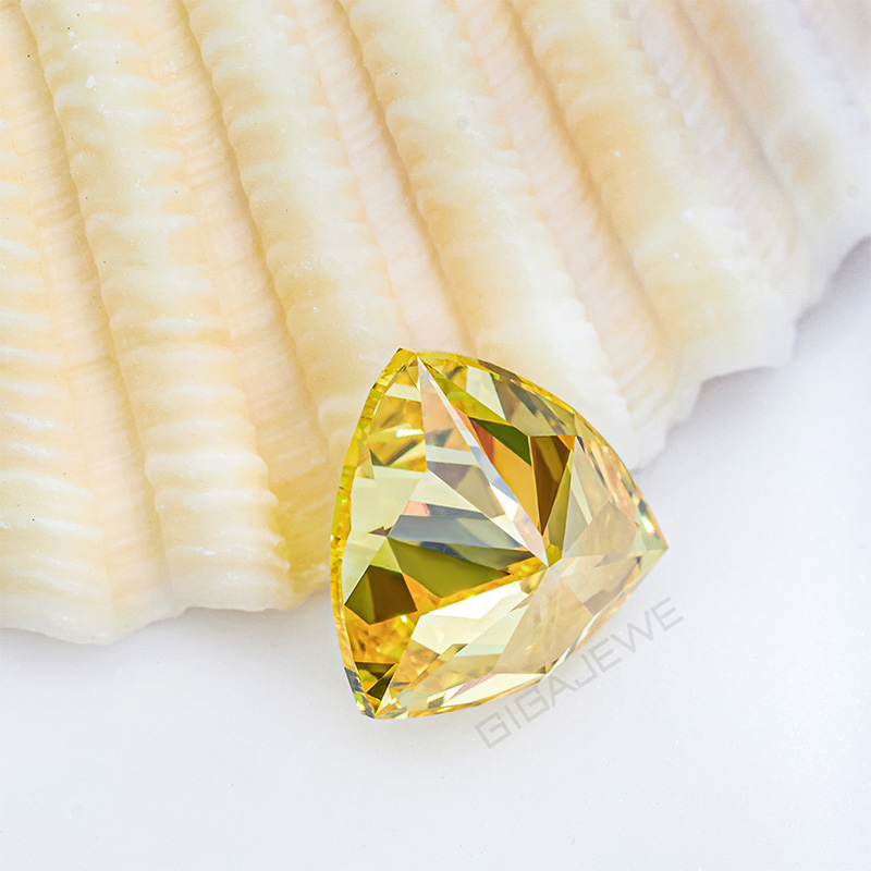 GIGAJEWE 1.264ct Trillion Brilliant Cut Loose Diamond HPHT Carbon Material Lab Grown Diamond Yellow color polished diamonds