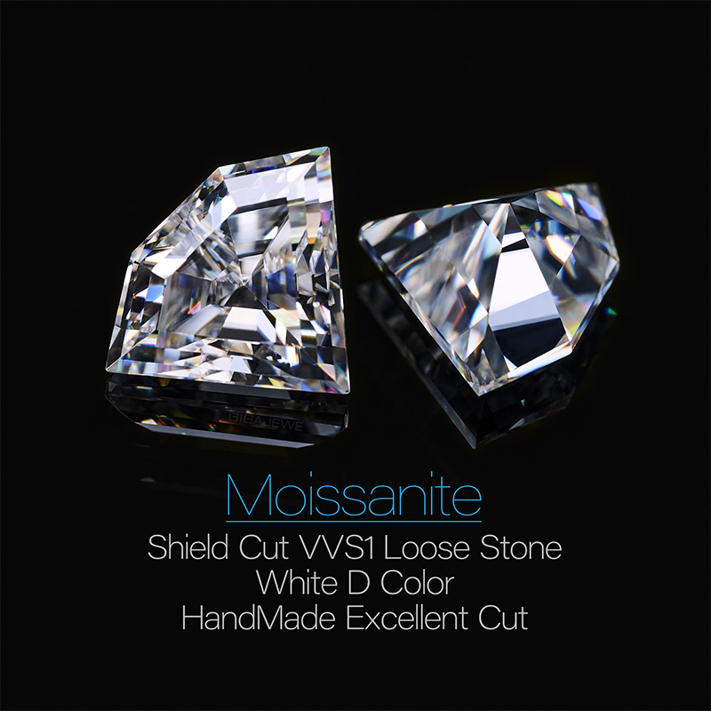 GIGAJEWE Shield Cut White D Color Moissanite PFL-remium Gems Loose Diamond Test Passed Gemstone For Jewelry Making
