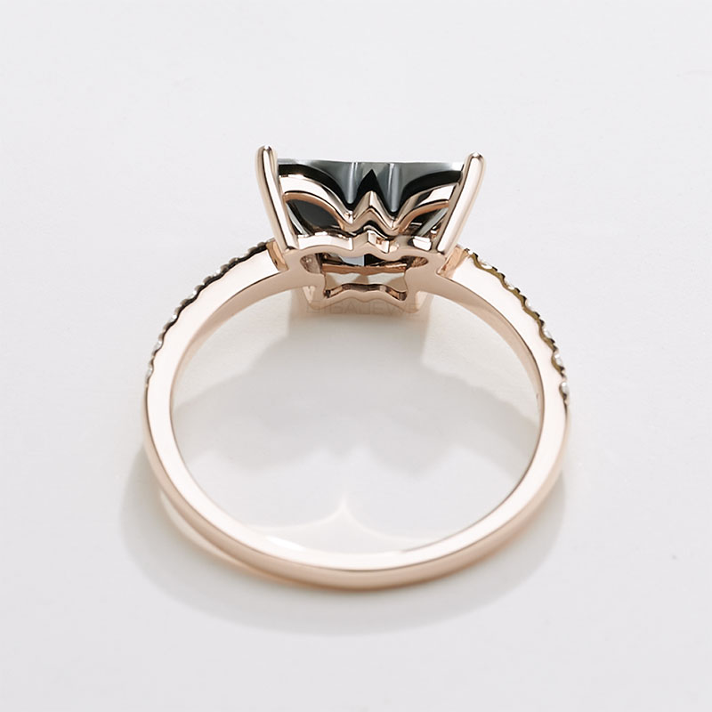 GIGAJEWE 9K/14K/18K Rose gold 9.5*6.5mm 2.5ct Black Butterfly Cut Ring Wedding Ring , Moissanite Engagement Ring, Women Ring