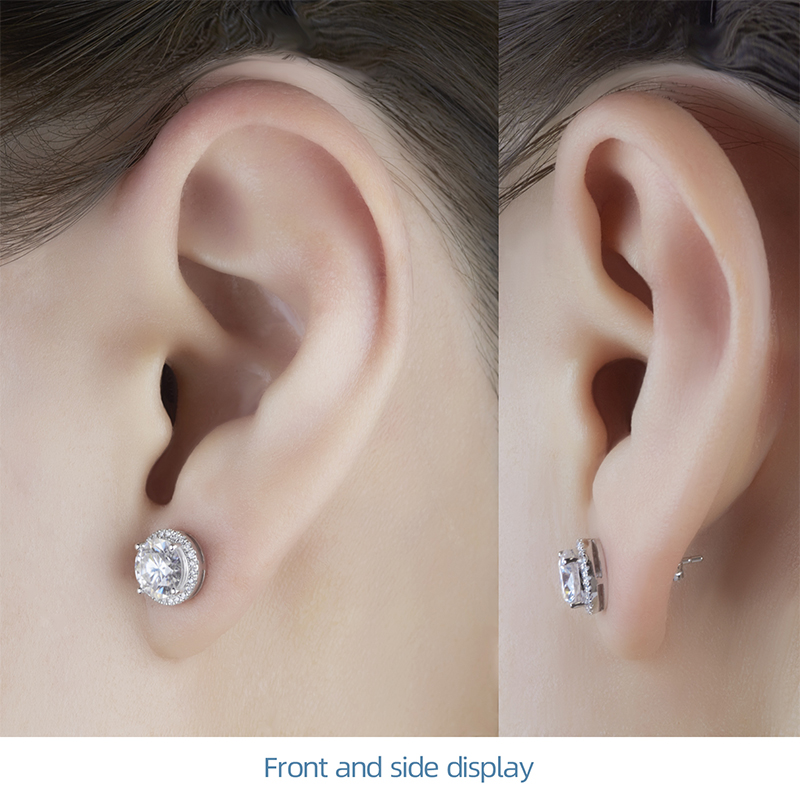 2.5ct White Gold 9K/14K/18K Earrings 6.5mm Round Cut D White Color Push Back Moissanite Earrings ,Circle Stud Earrings,mother