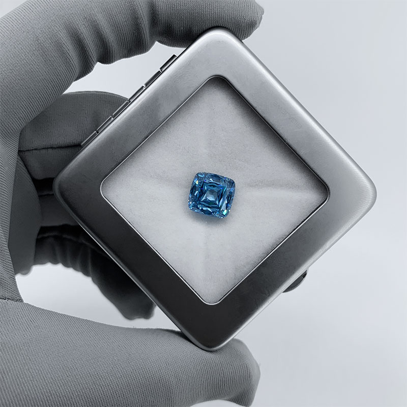 GIGAJEWE CVD lab Grown Diamond 10.2 X 9.75 X 6.73mm 6.502ct Cushion Cut Loose Diamond Blue color polished diamonds