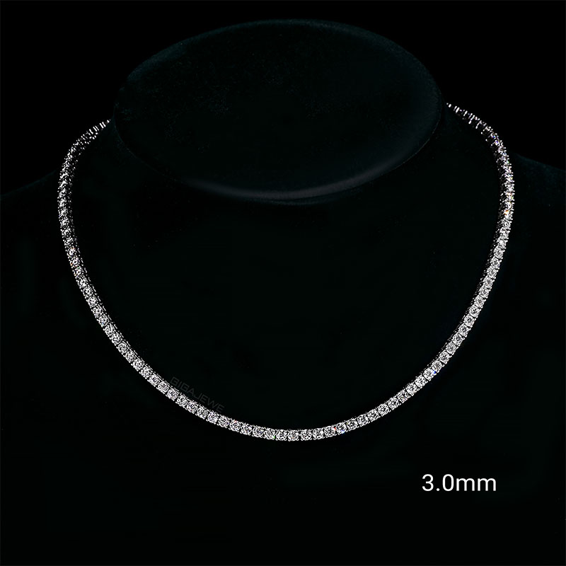 GIGAJEWE 925 silver plated 18K gold 3/4/5mm Round Cut White VVS1 Moissanite Diamond Test Passed Tennis Necklace