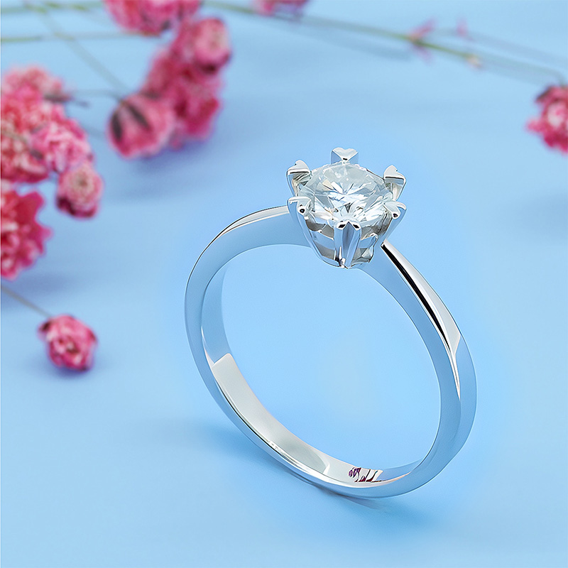 GIGAJEWE 1.0Ct D color 925 Silver/18K Gold Engagement Ring With Certificate , Moissanite Ring, Unique Engagement Ring, Solitaire Ring