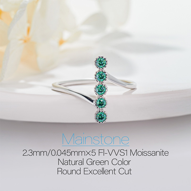 GIGAJEWE green round diamond cut moissanite 925 silver ring
